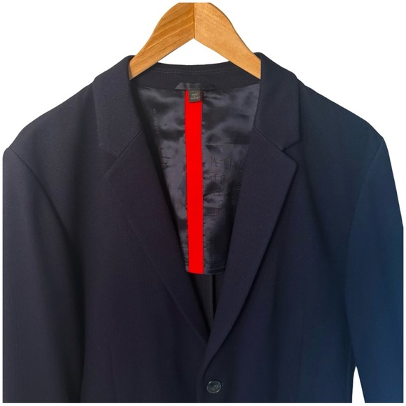 HUGO BOSS Arwido Slim Fit Stretch 2 Button Blazer Dark Blue Knit Size 40R - Picture 13 of 16